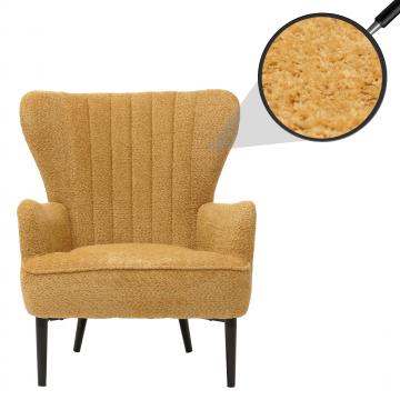 B-Ware (Gewinde am Sitz defekt SK4) | Lounge-Sessel HWC-K37, Polsterstuhl Retro Stoff Chenille (500g/m) ko-Tex ~ gelb