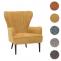 Lounge-Sessel HWC-K37, Cocktail-/Ohrensessel Polsterstuhl Retro Vintage Stoff Chenille (500g/m) ko-Tex ~ gelb