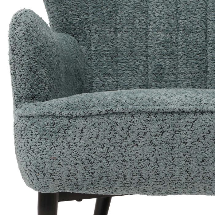 Lounge-Sessel HWC-K37, Cocktail-/Ohrensessel Polsterstuhl Retro Vintage Stoff Chenille (500g/m) ko-Tex ~ blau-grn