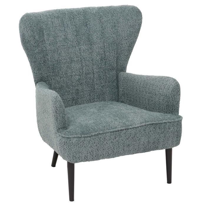 Lounge-Sessel HWC-K37, Cocktail-/Ohrensessel Polsterstuhl Retro Vintage Stoff Chenille (500g/m) ko-Tex ~ blau-grn