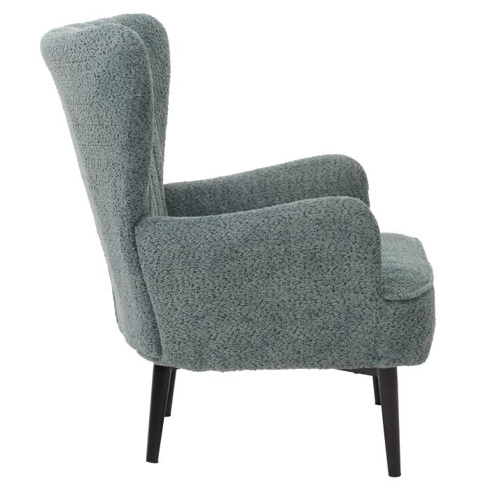 Lounge-Sessel HWC-K37, Cocktail-/Ohrensessel Polsterstuhl Retro Vintage Stoff Chenille (500g/m) ko-Tex ~ blau-grn