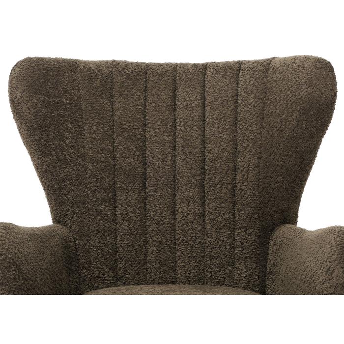 Lounge-Sessel HWC-K37, Cocktail-/Ohrensessel Polsterstuhl Retro Vintage Stoff Chenille (500g/m) ko-Tex ~ grn-braun