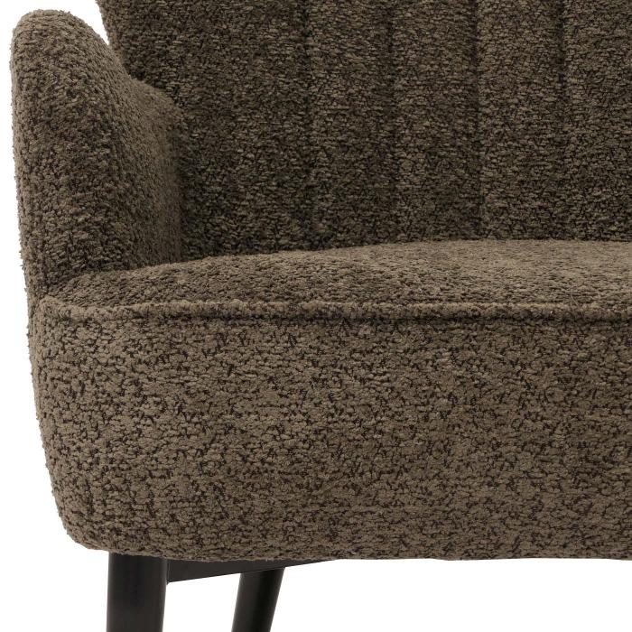 Lounge-Sessel HWC-K37, Cocktail-/Ohrensessel Polsterstuhl Retro Vintage Stoff Chenille (500g/m) ko-Tex ~ grn-braun