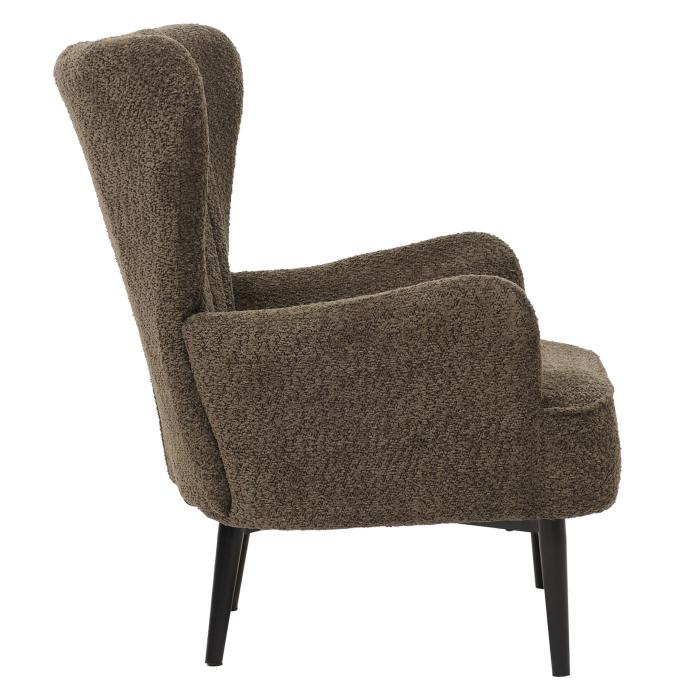 Lounge-Sessel HWC-K37, Cocktail-/Ohrensessel Polsterstuhl Retro Vintage Stoff Chenille (500g/m) ko-Tex ~ grn-braun