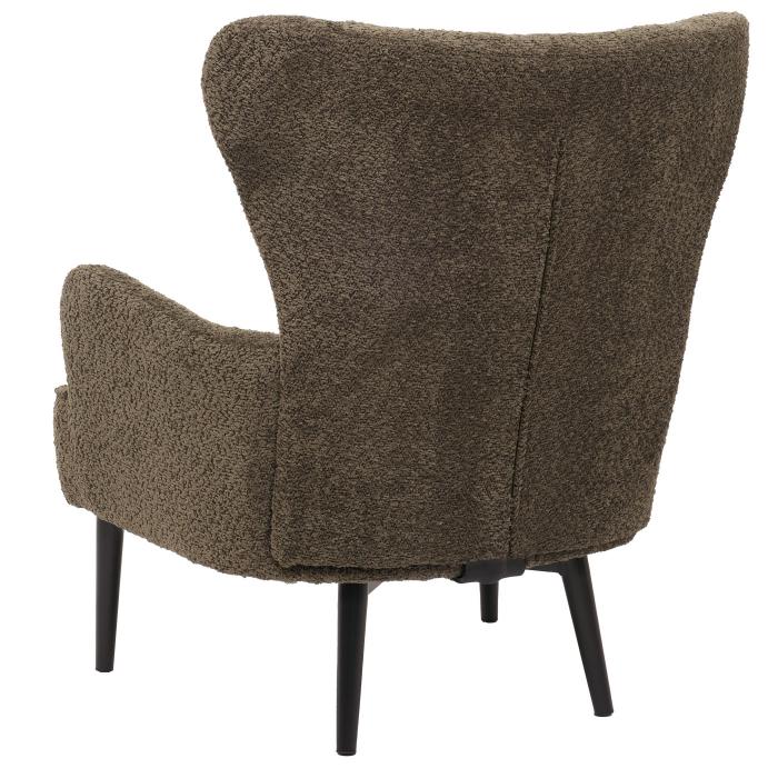 Lounge-Sessel HWC-K37, Cocktail-/Ohrensessel Polsterstuhl Retro Vintage Stoff Chenille (500g/m) ko-Tex ~ grn-braun