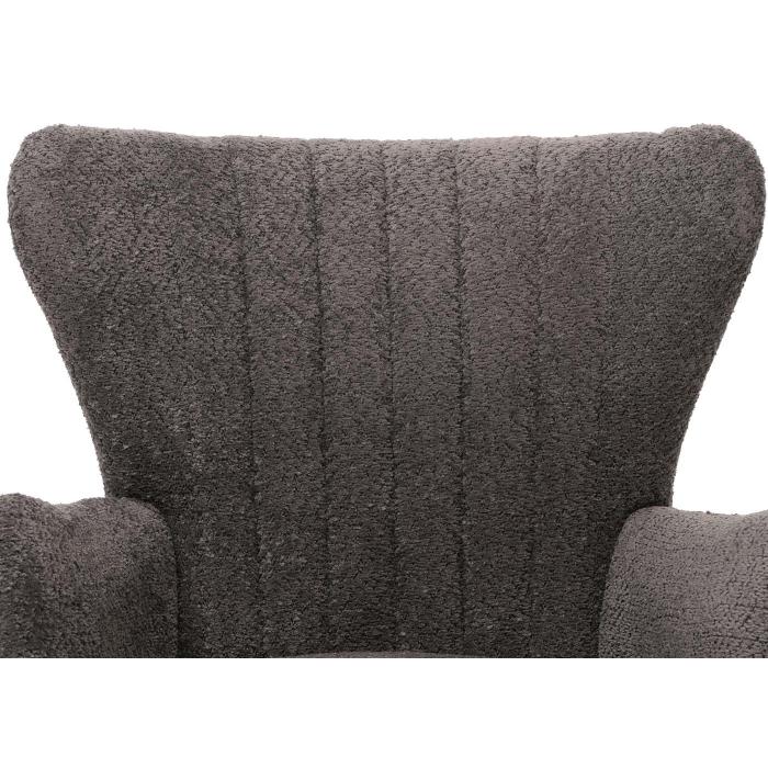 Lounge-Sessel HWC-K37, Cocktail-/Ohrensessel Polsterstuhl Retro Vintage Stoff Chenille (500g/m) ko-Tex ~ dunkelgrau