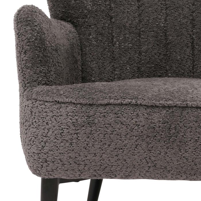 Lounge-Sessel HWC-K37, Cocktail-/Ohrensessel Polsterstuhl Retro Vintage Stoff Chenille (500g/m) ko-Tex ~ dunkelgrau