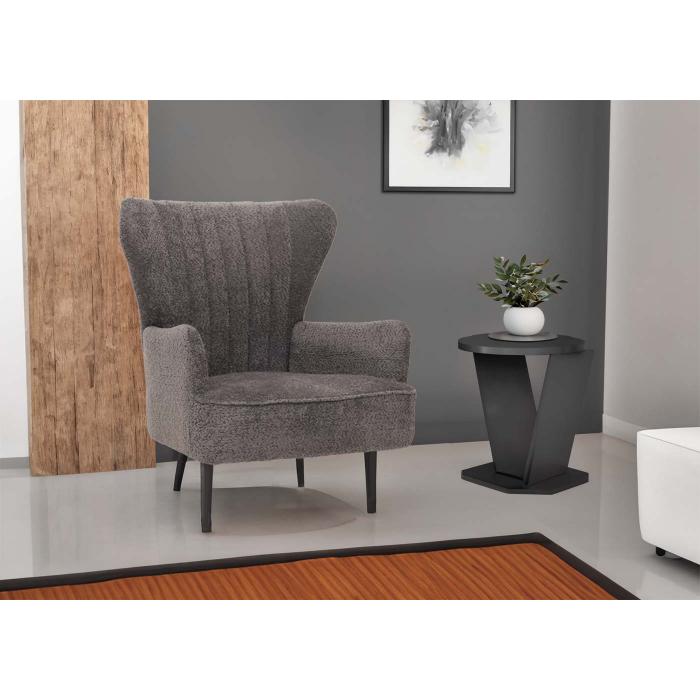Lounge-Sessel HWC-K37, Cocktail-/Ohrensessel Polsterstuhl Retro Vintage Stoff Chenille (500g/m) ko-Tex ~ dunkelgrau
