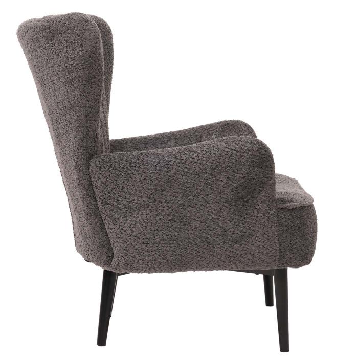 Lounge-Sessel HWC-K37, Cocktail-/Ohrensessel Polsterstuhl Retro Vintage Stoff Chenille (500g/m) ko-Tex ~ dunkelgrau