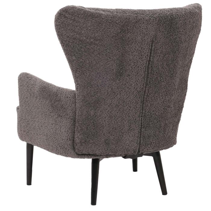 Lounge-Sessel HWC-K37, Cocktail-/Ohrensessel Polsterstuhl Retro Vintage Stoff Chenille (500g/m) ko-Tex ~ dunkelgrau