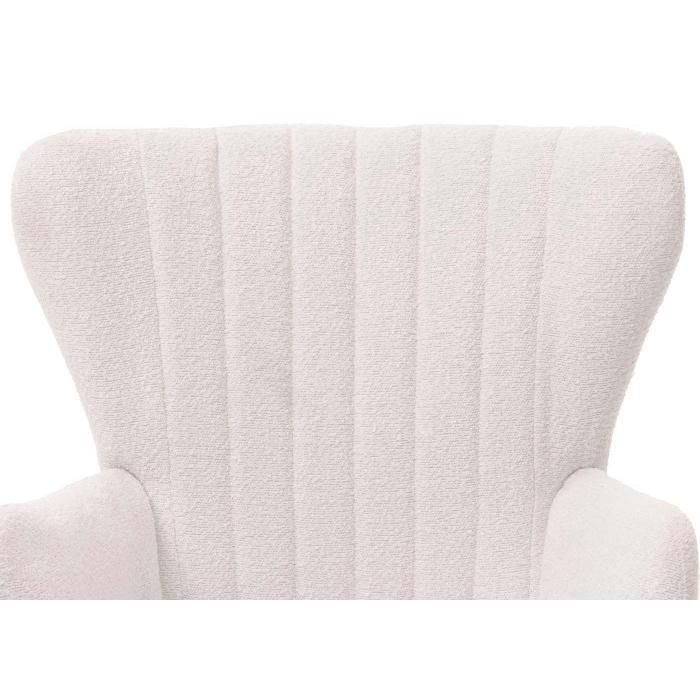 Lounge-Sessel HWC-K37, Cocktail-/Ohrensessel Polsterstuhl Retro Vintage Stoff Boucl (600g/m) ko-Tex ~ wei
