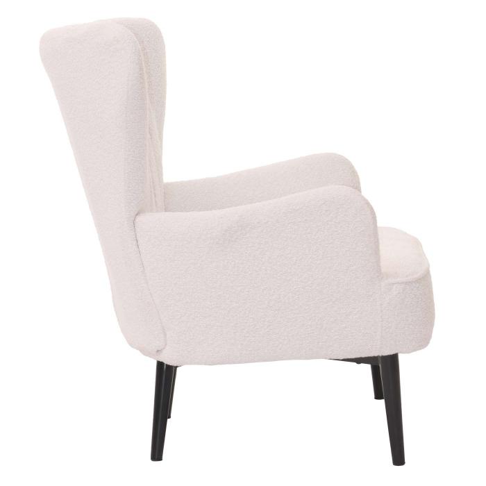 Lounge-Sessel HWC-K37, Cocktail-/Ohrensessel Polsterstuhl Retro Vintage Stoff Boucl (600g/m) ko-Tex ~ wei