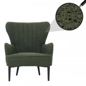 Lounge-Sessel HWC-K37, Cocktail-/Ohrensessel Polsterstuhl Retro Vintage Stoff Boucl (600g/m) ko-Tex ~ grn