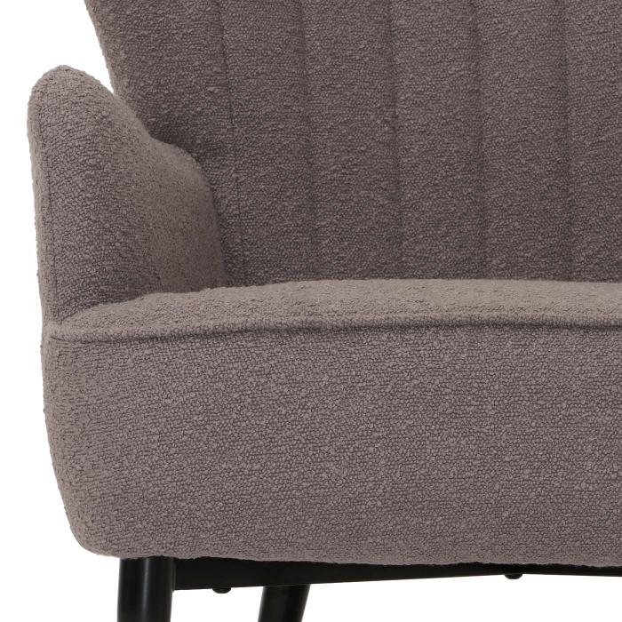 Lounge-Sessel HWC-K37, Cocktail-/Ohrensessel Polsterstuhl Retro Vintage Stoff Boucl (600g/m) ko-Tex ~ hellgrau