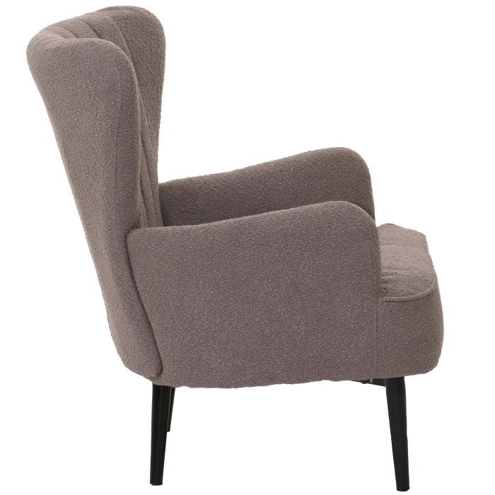 Lounge-Sessel HWC-K37, Cocktail-/Ohrensessel Polsterstuhl Retro Vintage Stoff Boucl (600g/m) ko-Tex ~ hellgrau