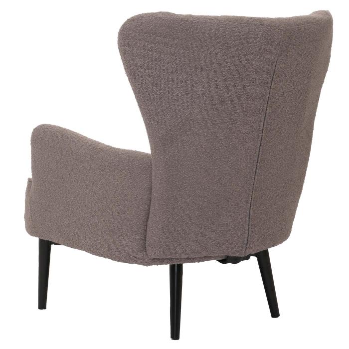Lounge-Sessel HWC-K37, Cocktail-/Ohrensessel Polsterstuhl Retro Vintage Stoff Boucl (600g/m) ko-Tex ~ hellgrau