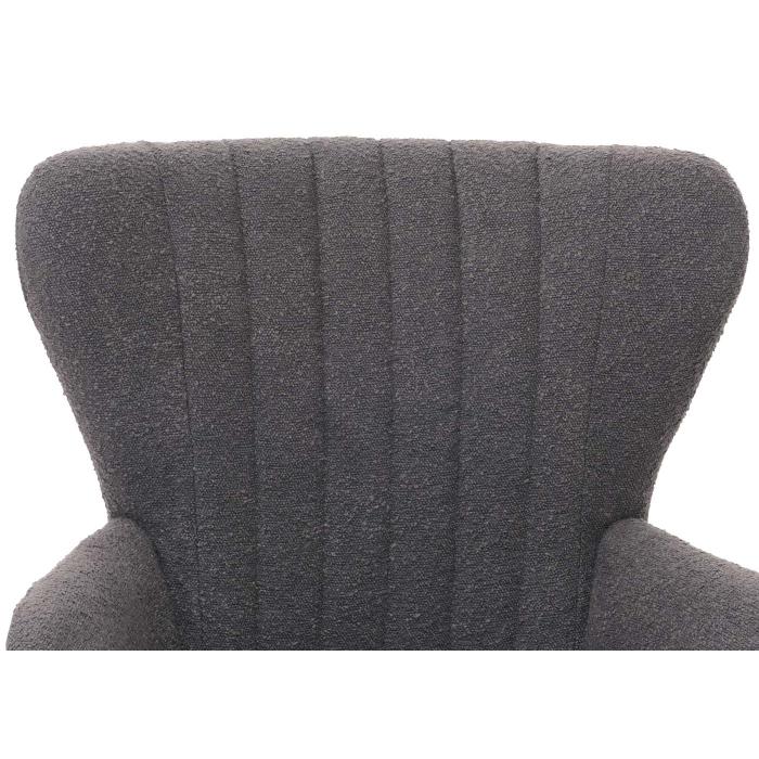 Lounge-Sessel HWC-K37, Cocktail-/Ohrensessel Polsterstuhl Retro Vintage Stoff Boucl (600g/m) ko-Tex ~ dunkelgrau