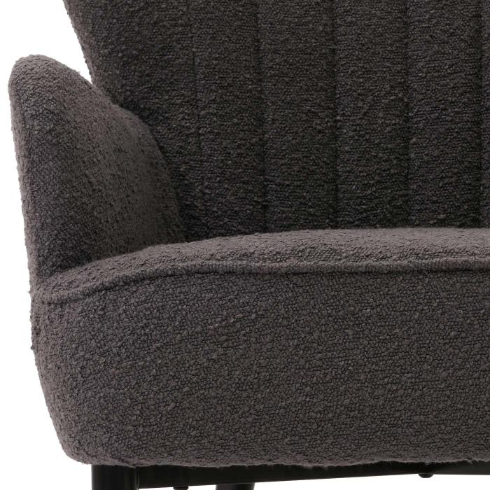 Lounge-Sessel HWC-K37, Cocktail-/Ohrensessel Polsterstuhl Retro Vintage Stoff Boucl (600g/m) ko-Tex ~ dunkelgrau