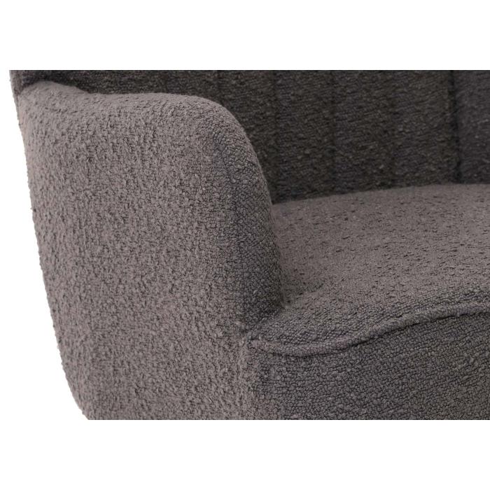 Lounge-Sessel HWC-K37, Cocktail-/Ohrensessel Polsterstuhl Retro Vintage Stoff Boucl (600g/m) ko-Tex ~ dunkelgrau