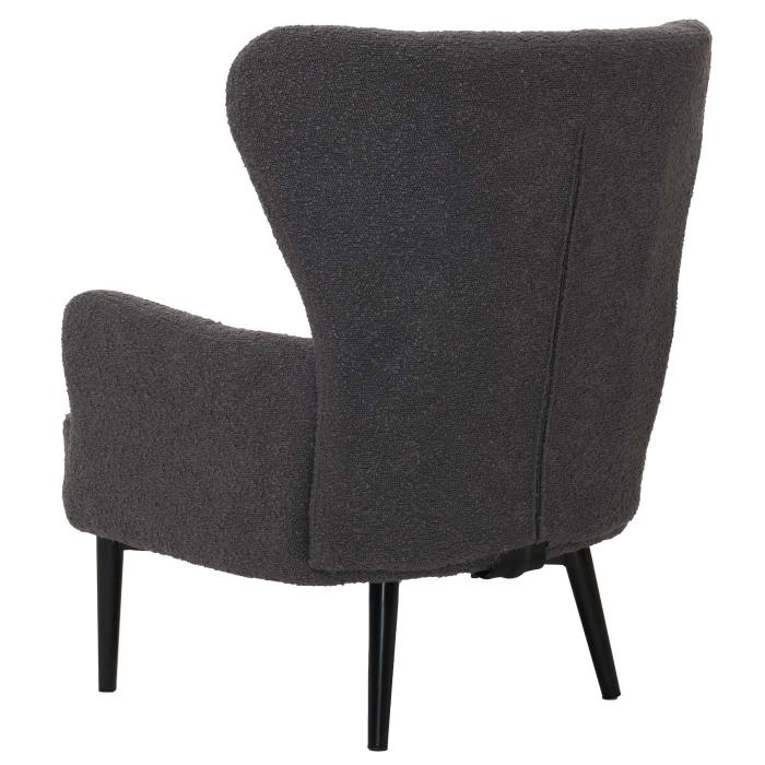 Lounge-Sessel HWC-K37, Cocktail-/Ohrensessel Polsterstuhl Retro Vintage Stoff Boucl (600g/m) ko-Tex ~ dunkelgrau