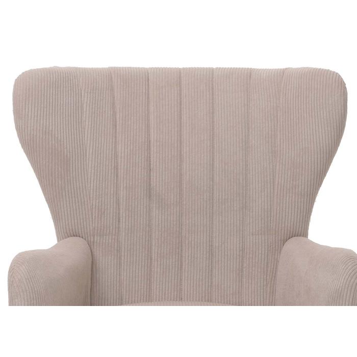 Lounge-Sessel HWC-K37, Cocktail-/Ohrensessel Polsterstuhl Retro Vintage Stoff Cord (290g/m) ko-Tex ~ beige