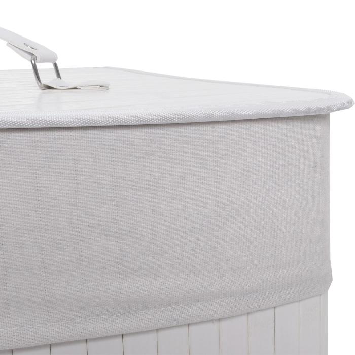 Eckwschekorb HWC-C21, Laundry Wschebox Wschesammler Wschebehlter, Bambus 61x48x35cm 50l ~ wei