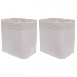 2er-Set Aufbewahrungskorb HWC-C21, Korb Aufbewahrungsbox Ordnungsbox Sortierbox Regalkorb, Bambus 33x33x23cm ~ wei