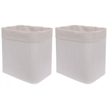 2er-Set Aufbewahrungskorb HWC-C21, Korb Aufbewahrungsbox Ordnungsbox Sortierbox Regalkorb, Bambus 33x33x23cm ~ wei