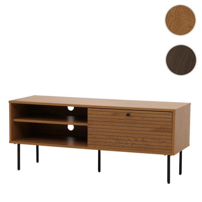 TV-Rack HWC-N78, Lowboard TV-Schrank, skandinavischer Stil Metall Holz Melamin MVG 50x120x40cm ~ natur