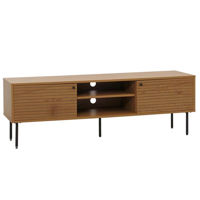 TV-Rack HWC-N78, Lowboard TV-Schrank, skandinavischer Stil Metall Holz Melamin MVG 50x150x40cm ~ natur