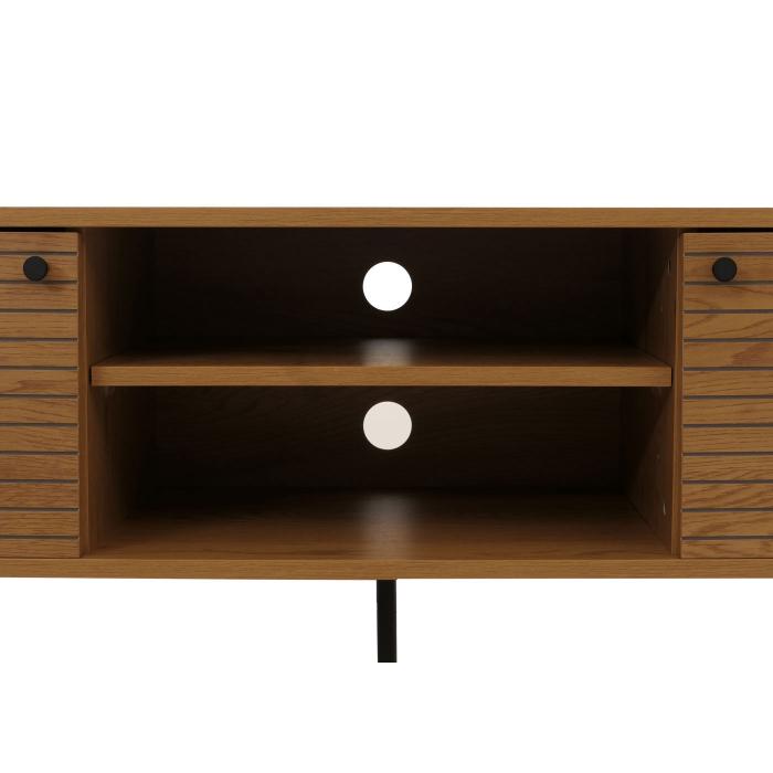 TV-Rack HWC-N78, Lowboard TV-Schrank, skandinavischer Stil Metall Holz Melamin MVG 50x150x40cm ~ natur
