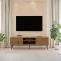 Stimmungsfotos vor ansprechendem Ambiente fr Produkt TV-Rack HWC-N78, Lowboard TV-Schrank, skandinavischer Stil Metall Holz Melamin MVG 50x150x40cm ~ natur