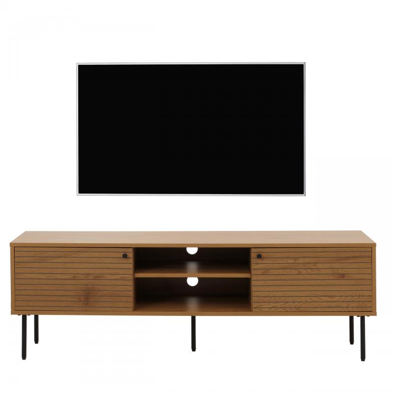 TV-Rack HWC-N78, Lowboard TV-Schrank, skandinavischer Stil Metall Holz Melamin MVG 50x150x40cm ~ natur