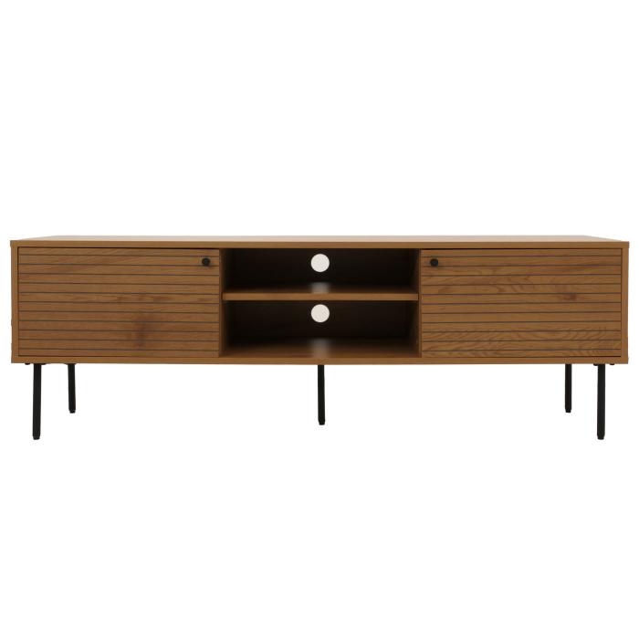 TV-Rack HWC-N78, Lowboard TV-Schrank, skandinavischer Stil Metall Holz Melamin MVG 50x150x40cm ~ natur
