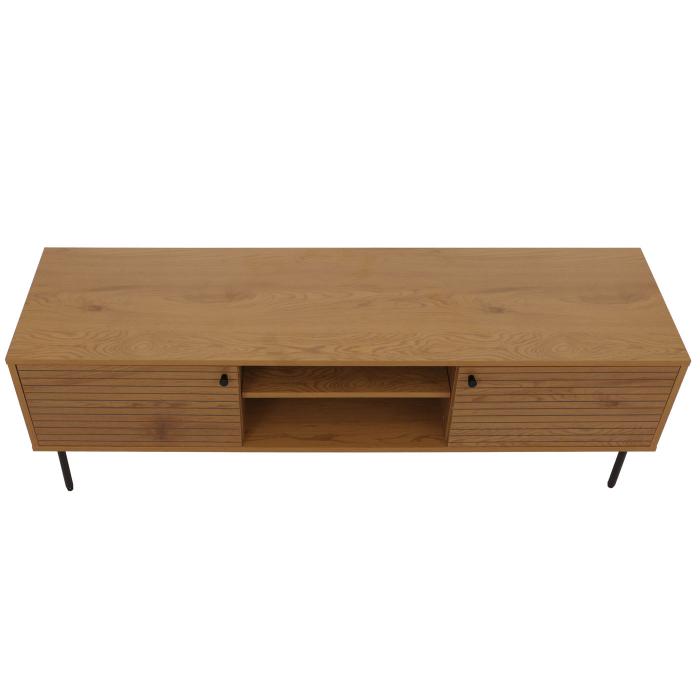 TV-Rack HWC-N78, Lowboard TV-Schrank, skandinavischer Stil Metall Holz Melamin MVG 50x150x40cm ~ natur