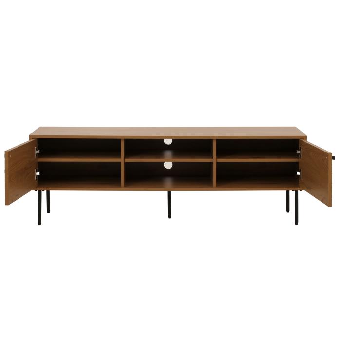 TV-Rack HWC-N78, Lowboard TV-Schrank, skandinavischer Stil Metall Holz Melamin MVG 50x150x40cm ~ natur