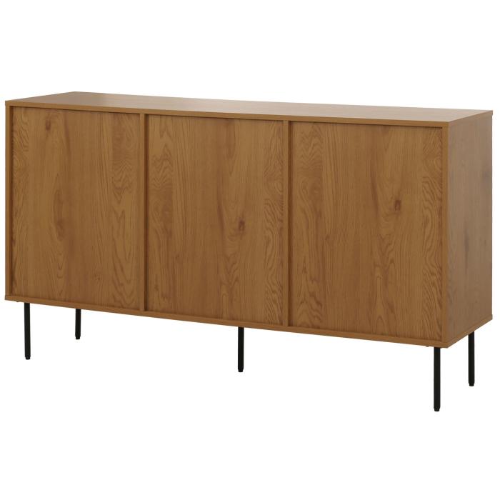 Kommode HWC-N78, Sideboard, 3 Schubladen 2 Tren, skandinavischer Stil Metall Holz Melamin MVG 85x150x40cm ~ natur