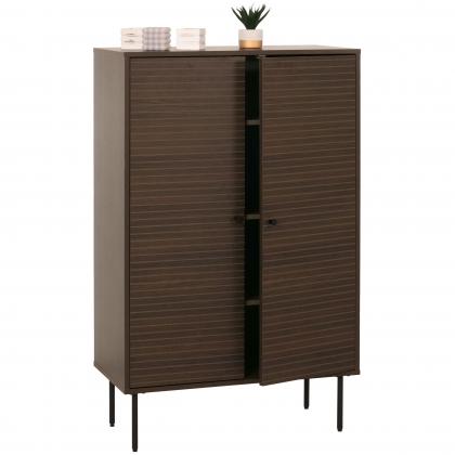 Highboard HWC-N78, Kommode Schrank Sideboard, skandinavischer Stil, Metall Holz Melamin MVG 130x80x40cm ~ dunkelbraun