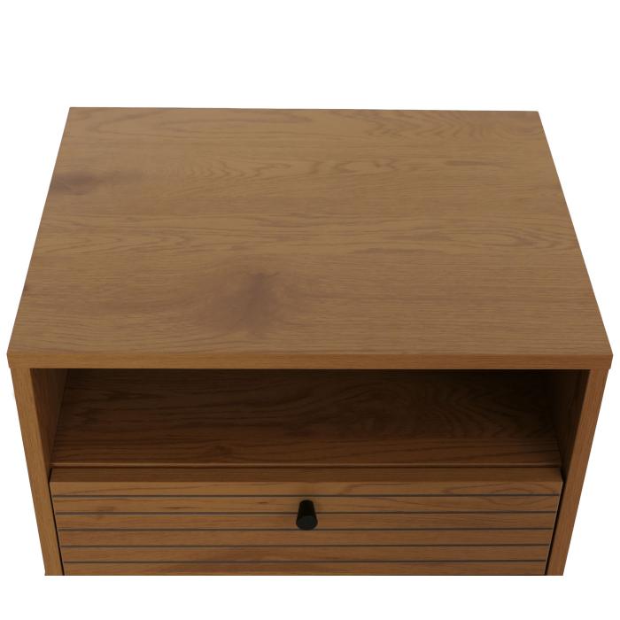 Nachttisch HWC-N78, Nachtschrank, Schublade, skandinavischer Stil Metall Holz Melamin MVG 50x40x50cm ~ natur
