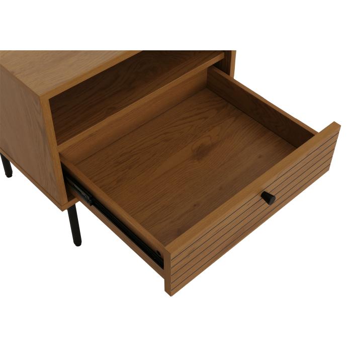 Nachttisch HWC-N78, Nachtschrank, Schublade, skandinavischer Stil Metall Holz Melamin MVG 50x40x50cm ~ natur