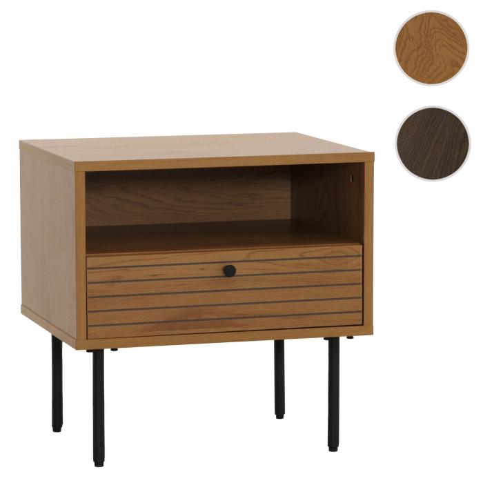 Nachttisch HWC-N78, Nachtschrank, Schublade, skandinavischer Stil Metall Holz Melamin MVG 50x40x50cm ~ natur