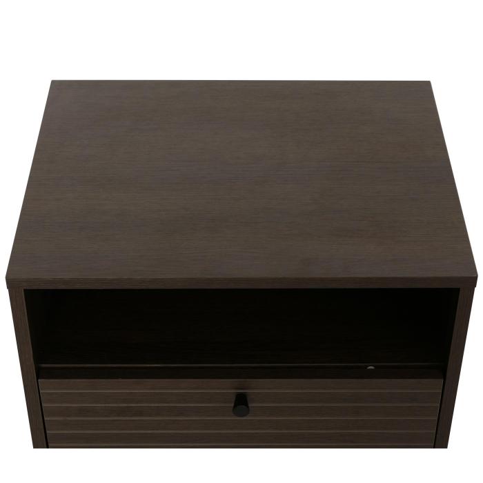 Nachttisch HWC-N78, Nachtschrank, Schublade, skandinavischer Stil Metall Holz Melamin MVG 50x40x50cm ~ dunkelbraun