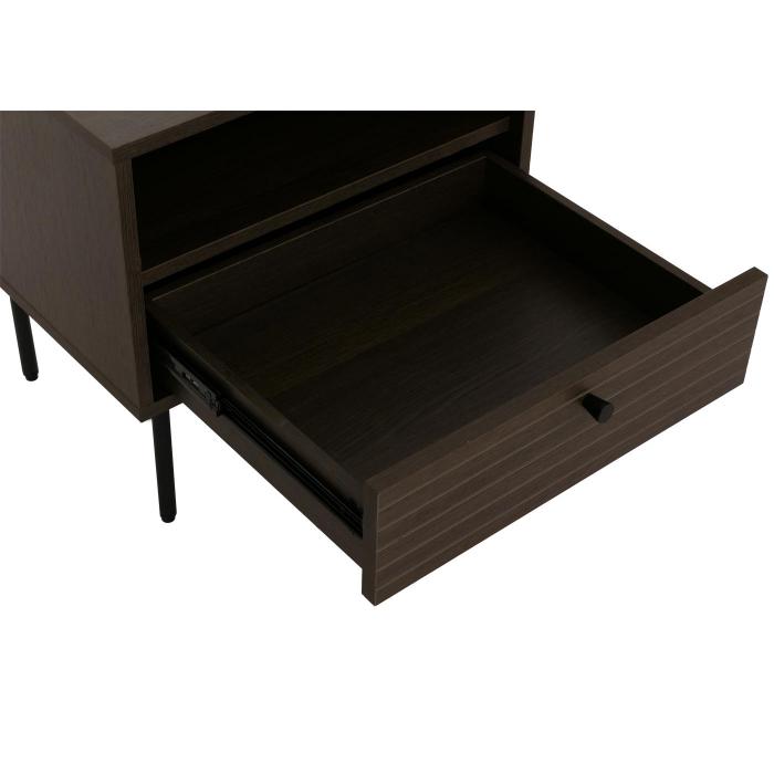 Nachttisch HWC-N78, Nachtschrank, Schublade, skandinavischer Stil Metall Holz Melamin MVG 50x40x50cm ~ dunkelbraun