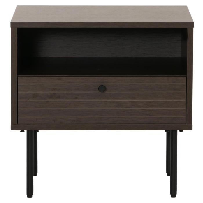 Nachttisch HWC-N78, Nachtschrank, Schublade, skandinavischer Stil Metall Holz Melamin MVG 50x40x50cm ~ dunkelbraun