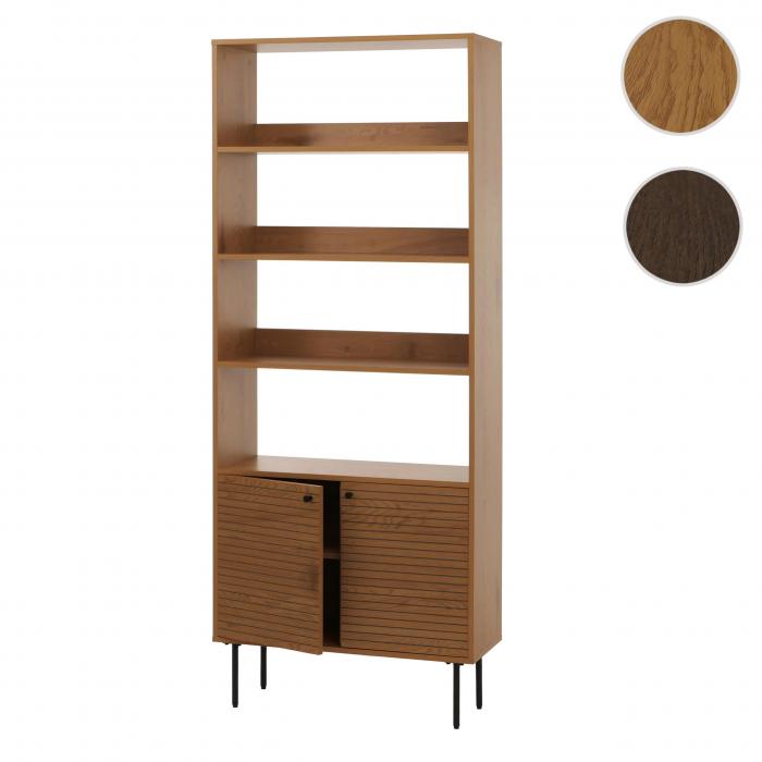 Bcherregal HWC-N78, Bcherschrank Hochschrank, skandinavischer Stil Metall Holz Melamin MVG 200x80x30cm ~ natur