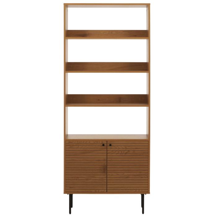 Bcherregal HWC-N78, Bcherschrank Hochschrank, skandinavischer Stil Metall Holz Melamin MVG 200x80x30cm ~ natur