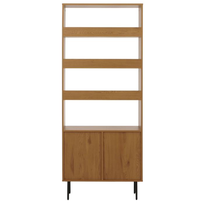 Bcherregal HWC-N78, Bcherschrank Hochschrank, skandinavischer Stil Metall Holz Melamin MVG 200x80x30cm ~ natur
