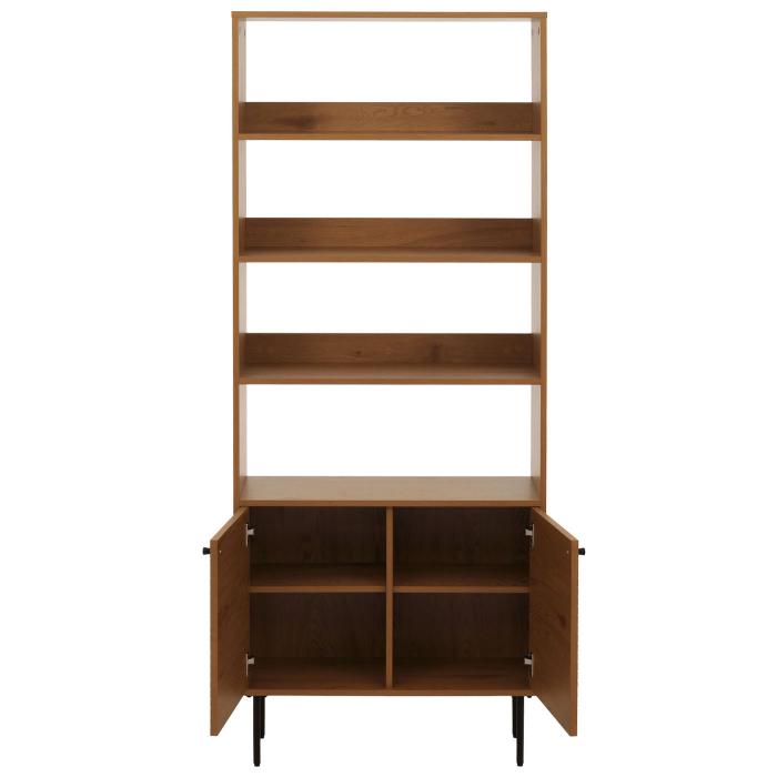 Bcherregal HWC-N78, Bcherschrank Hochschrank, skandinavischer Stil Metall Holz Melamin MVG 200x80x30cm ~ natur