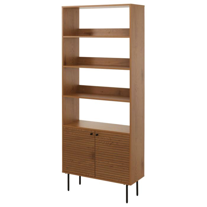 Bcherregal HWC-N78, Bcherschrank Hochschrank, skandinavischer Stil Metall Holz Melamin MVG 200x80x30cm ~ natur