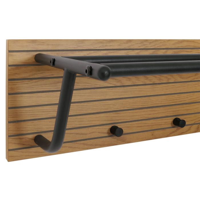 Wandgarderobe HWC-N78, 2 Kleiderstangen 4 Haken, skandinavischer Stil Metall Holz Melamin MVG 20x80x27cm ~ natur